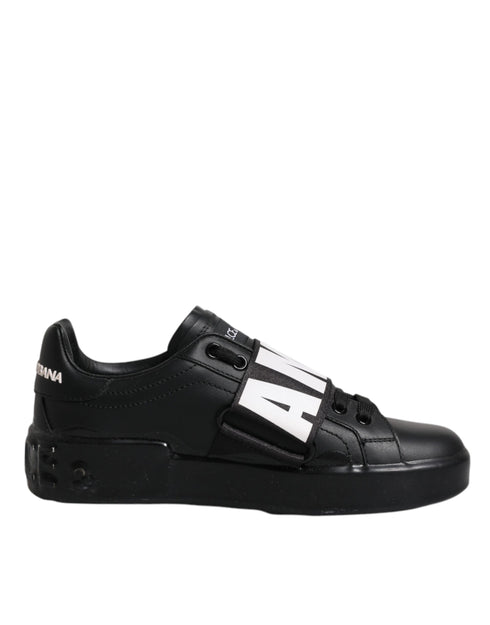 Dolce & Gabbana AMORE Sneakers | Black White Leather Low Top Shoes