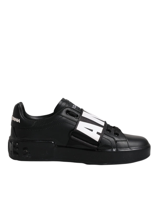 Dolce & Gabbana AMORE Sneakers | Black White Leather Low Top Shoes