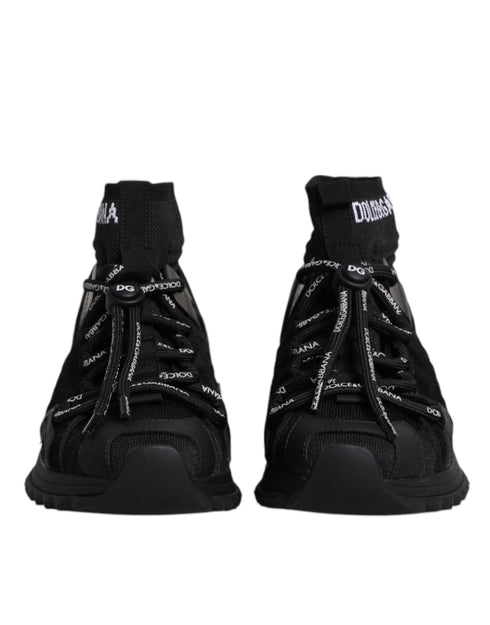 Dolce & Gabbana Black Sorrento Sock Sneakers Logo Lace-Up Shoes for Women