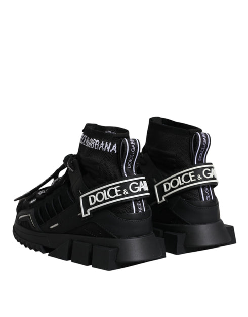 Dolce & Gabbana Black Sorrento Sock Sneakers Logo Lace-Up Shoes for Women