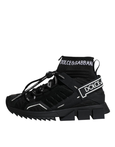 Dolce & Gabbana Black Sorrento Sock Sneakers Logo Lace-Up Shoes for Women