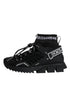 Dolce & Gabbana Black Sorrento Sock Sneakers Logo Lace-Up Shoes for Women
