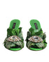 Dolce & Gabbana Keira Slide Sandals – Green Crystal Heeled Silk Slides Women