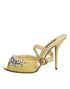 Dolce & Gabbana KEIRA Yellow Crystal Heels – Women’s Embellished Slide Sandals