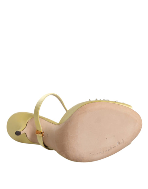 Dolce & Gabbana KEIRA Yellow Crystal Heels – Women’s Embellished Slide Sandals
