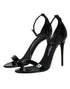 Dolce & Gabbana KEIRA Heels – Black Calf Leather Ankle Strap Sandals for Women