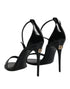 Dolce & Gabbana KEIRA Heels – Black Calf Leather Ankle Strap Sandals for Women
