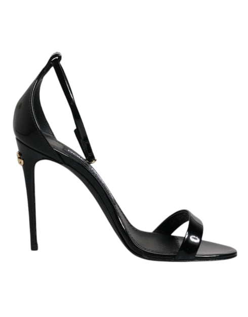 Dolce & Gabbana KEIRA Heels – Black Calf Leather Ankle Strap Sandals for Women