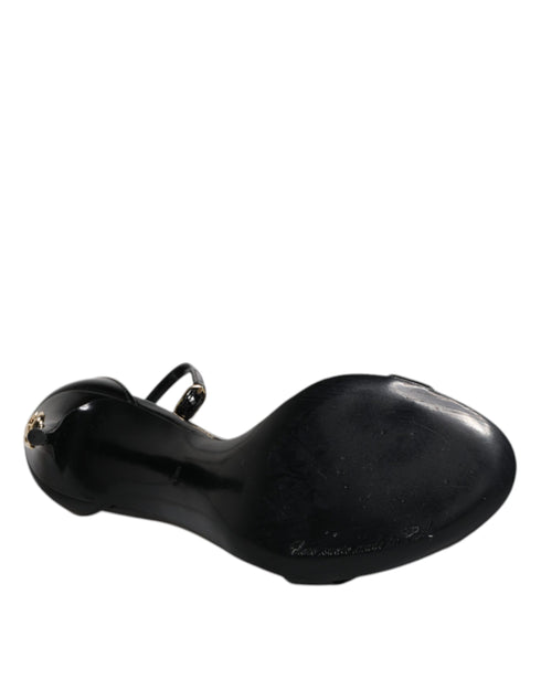 Dolce & Gabbana KEIRA Heels – Black Calf Leather Ankle Strap Sandals for Women