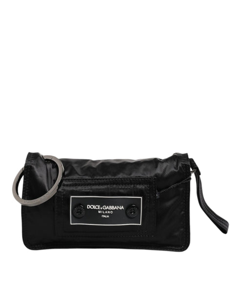 Dolce & Gabbana Black Fabric Logo Two Way Clutch Crossbody Bag for Women