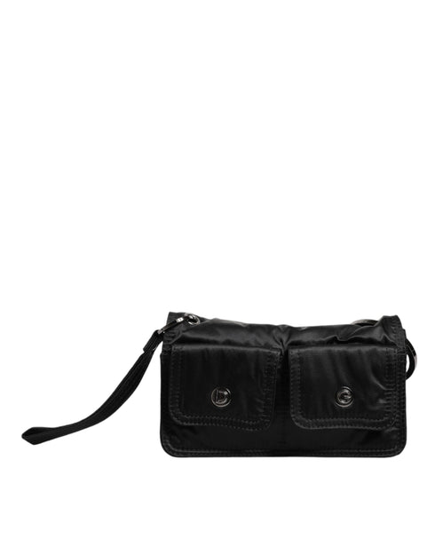 Dolce & Gabbana Black Fabric Logo Two Way Clutch Crossbody Bag for Women