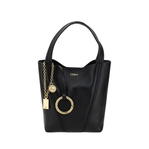 Chloé Spin Shoulder Bag in Black Calf Leather for Women