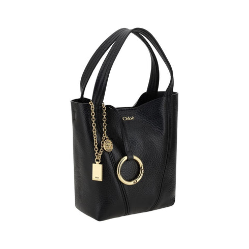 Chloé Spin Shoulder Bag in Black Calf Leather for Women