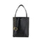 Chloé Spin Black Grained Leather Shoulder Tote Bag with Gold Charm for Women
