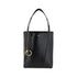 Chloé Spin Black Grained Leather Shoulder Tote Bag with Gold Charm for Women