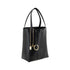 Chloé Spin Black Grained Leather Shoulder Tote Bag with Gold Charm for Women