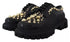 Dolce & Gabbana Black Leather Trekking Derby Shoes with Gold Studs