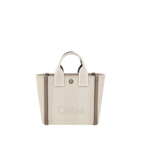 Chloé Carry Tote Bag in Cotton with Leather Trim – Women’s AW25
