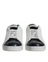 Dolce & Gabbana White Black Leather Portofino Sneakers Shoes