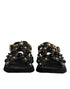 Dolce & Gabbana Black Leather Studded Slides Sandals Shoes