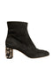 Dolce & Gabbana Brown Suede and Leather Ankle Boots with Crystal Embellished Block Heel - Women’s