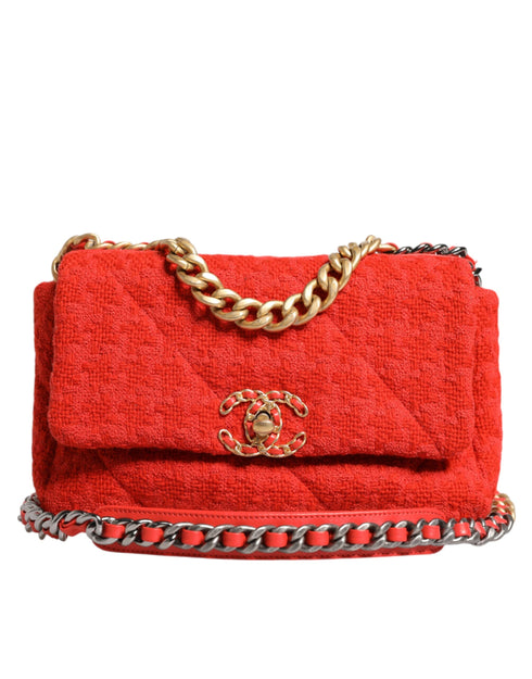 Chanel 19 Medium Flap Bag – Red Tweed & Leather – Mixed Metal Hardware – Women’s