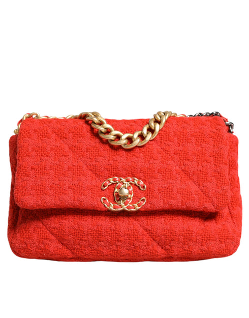 Chanel 19 Medium Flap Bag – Red Tweed & Leather – Mixed Metal Hardware – Women’s