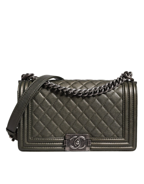 Chanel Boy Bag – Medium – Green Leather – Ruthenium Hardware – Women’s