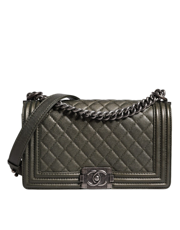 Chanel Boy Bag – Medium – Green Leather – Ruthenium Hardware – Women’s