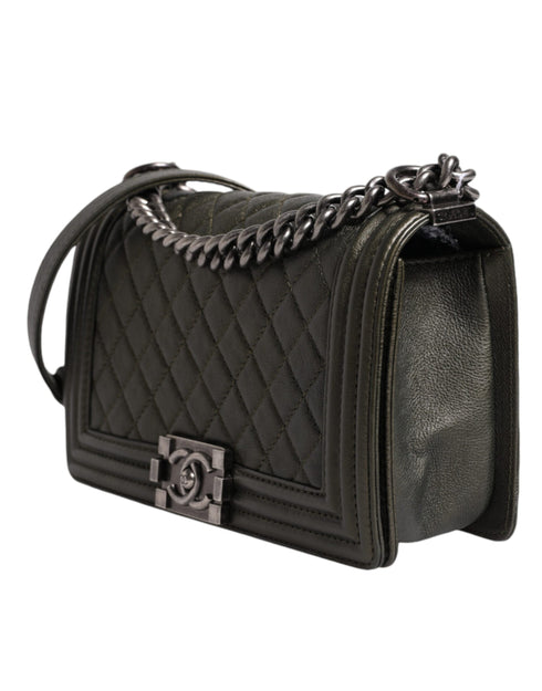 Chanel Boy Bag – Medium – Green Leather – Ruthenium Hardware – Women’s