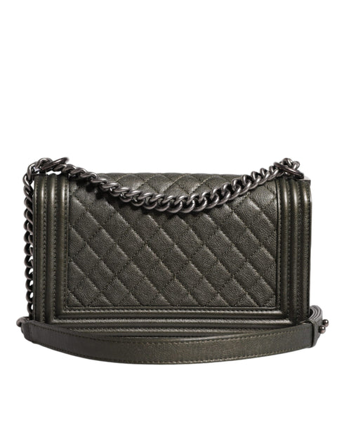 Chanel Boy Bag – Medium – Green Leather – Ruthenium Hardware – Women’s