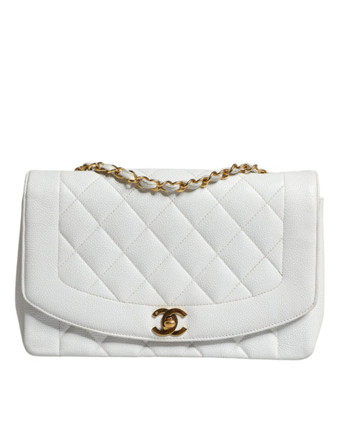 Chanel Diana Medium Flap Bag – White Caviar Leather with Gold Hardware – Women’s