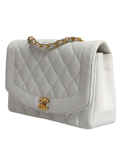 Chanel Diana Medium Flap Bag – White Caviar Leather with Gold Hardware – Women’s