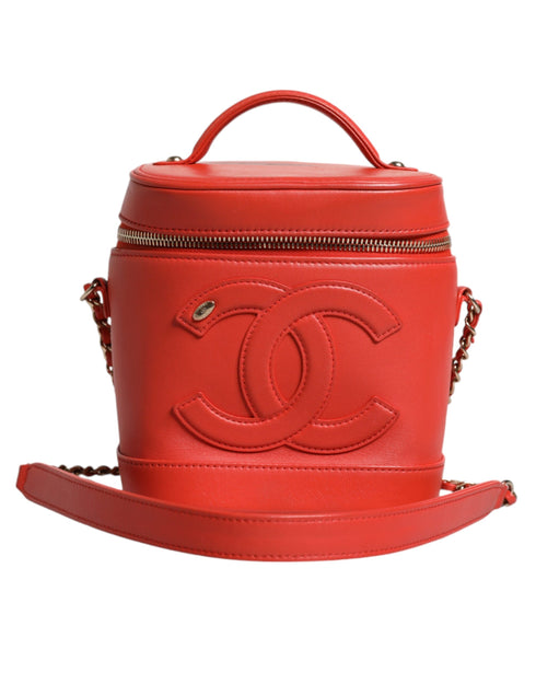 Chanel 28 Series Vanity Case – Red Lambskin Leather – Pale Gold Hardware – Women’s