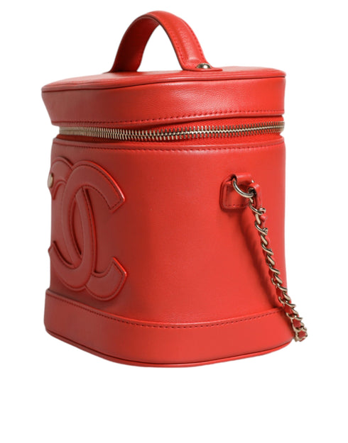 Chanel 28 Series Vanity Case – Red Lambskin Leather – Pale Gold Hardware – Women’s