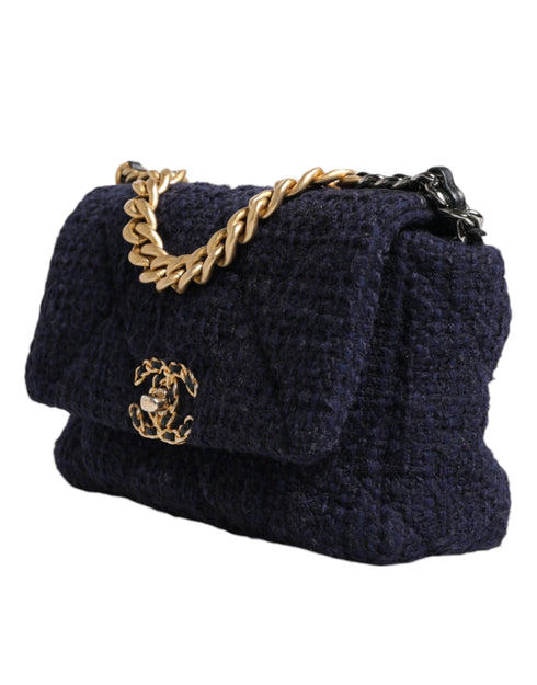 Chanel 19 Medium Flap Bag – Dark Blue Tweed – Gold Hardware – Women’s