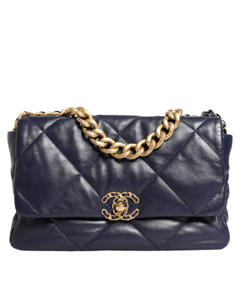 Chanel 19 Large Flap Bag – Navy Blue Quilted Lambskin with Mixed Metal Hardware – Women’s