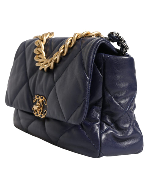 Chanel 19 Large Flap Bag – Navy Blue Quilted Lambskin with Mixed Metal Hardware – Women’s