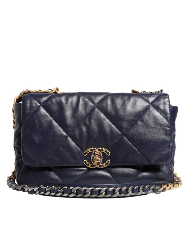 Chanel 19 Large Flap Bag – Navy Blue Quilted Lambskin with Mixed Metal Hardware – Women’s