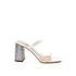 Miu Miu White Silk Block Heels Sandals with Glitter Crystal Heel – Women’s Shoes