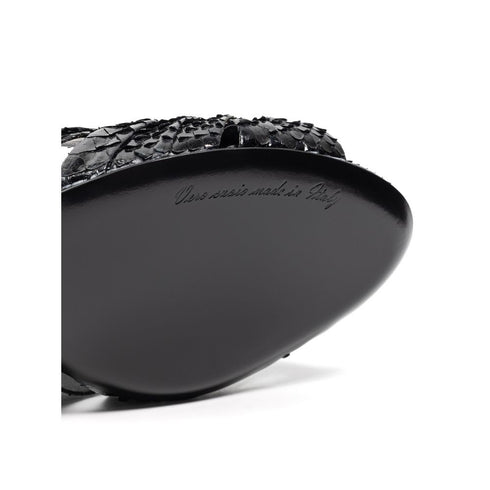 Dolce & Gabbana Keira Slide Sandals – Black Python Leather Kitten Heels for Women