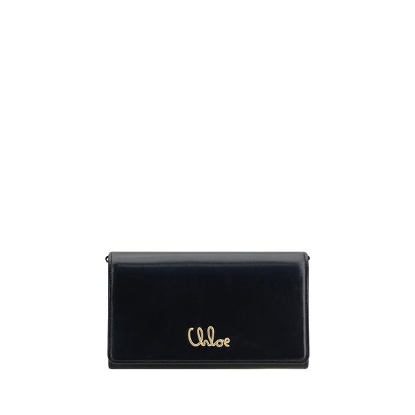 Chloé Black Calf Leather Iconic Pochette with Chain Strap – Women