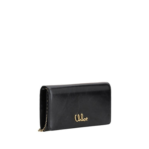 Chloé Black Calf Leather Iconic Pochette with Chain Strap – Women