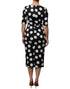Dolce & Gabbana Black White Silk Polka Dots Sheath Midi Dress