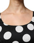 Dolce & Gabbana Black White Silk Polka Dots Sheath Midi Dress