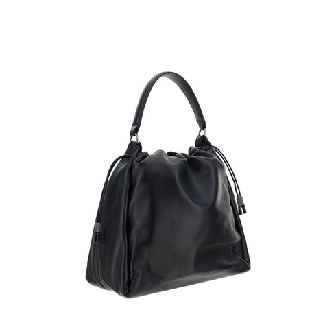 Brunello Cucinelli Mellow Bucket Bag in Black Calf Leather – Women’s Drawstring Tote