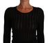 Dolce & Gabbana Black Knitted Wool Sheath Long Sleeves Dress