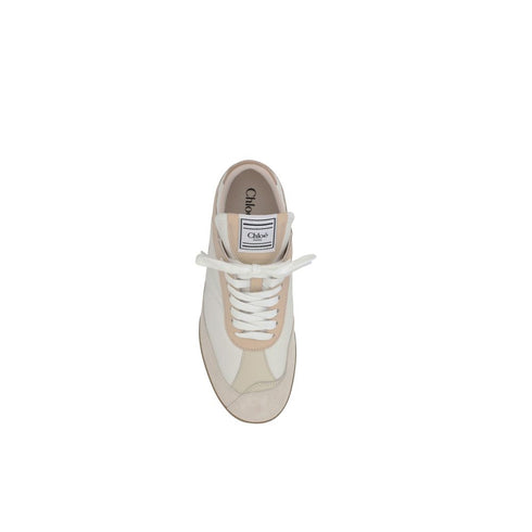 Chloé Kick Sneakers – Women's White & Beige Leather Suede Low-Top Shoes