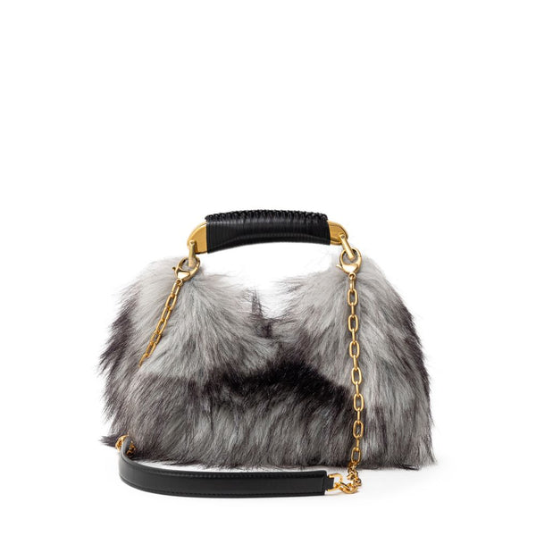 Tom Ford Eco Fur Hobo Bag – Gray Faux Fur and Leather Handbag for Women