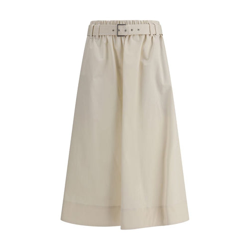 Brunello Cucinelli Cream Wide Long Skirt